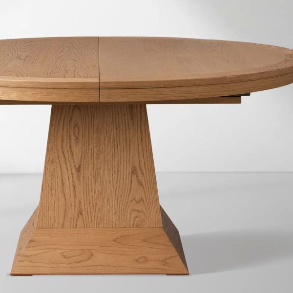 Leighton Extension Dining Table Wood Round Rural Dining Table with Leaves - Image 18