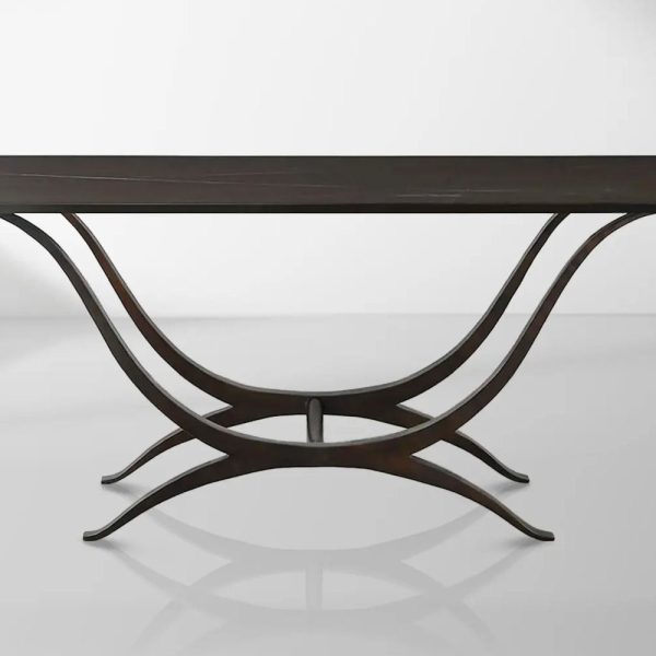 Chorda Rectangular Dining Table 84" Stoneware Tabletop Dining Table with Iron Base - Image 6